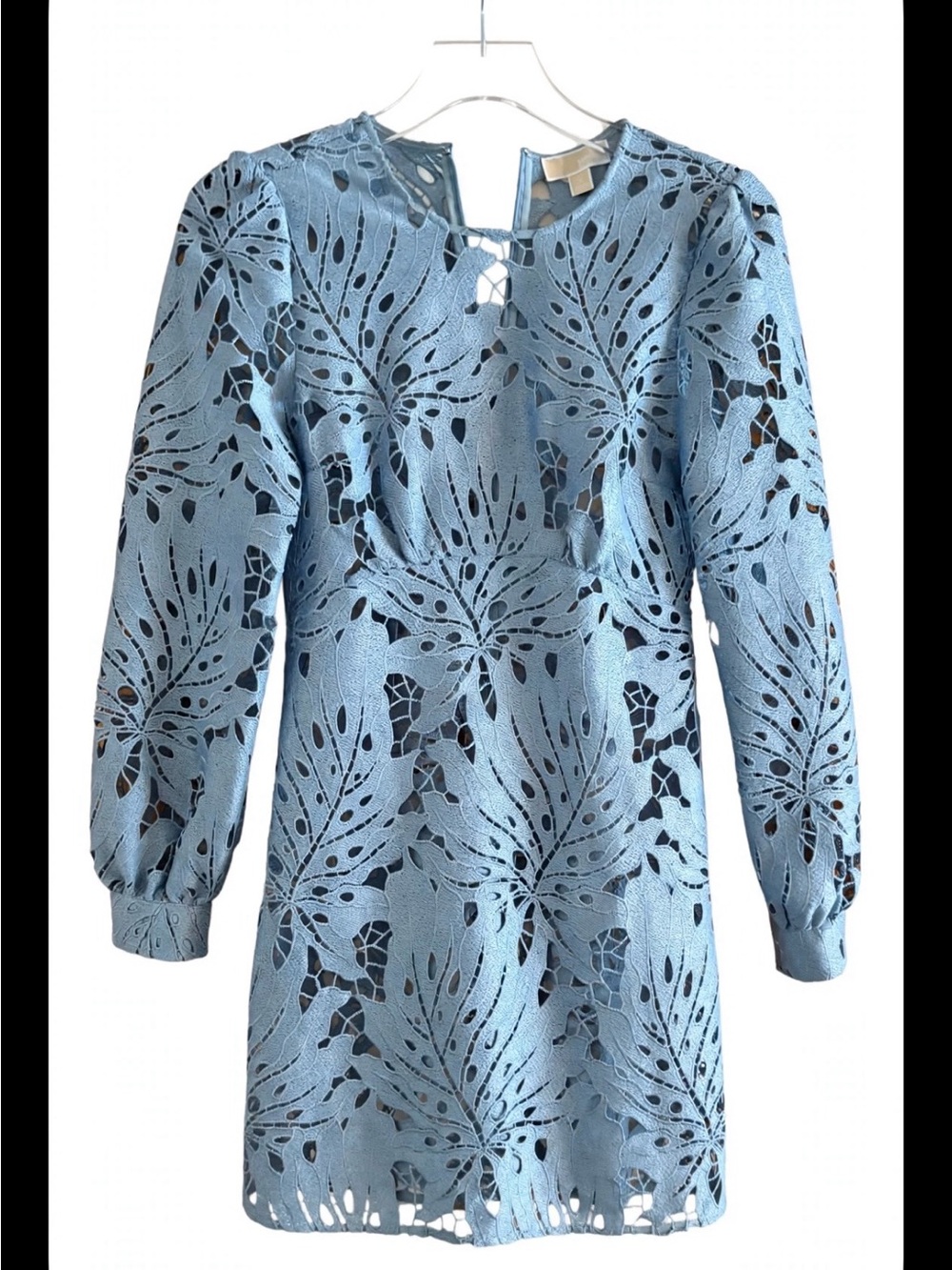 Michael Kors Palm Lace Mini Dress – Chambray Blue – Size 4 US / Robe Dentelle